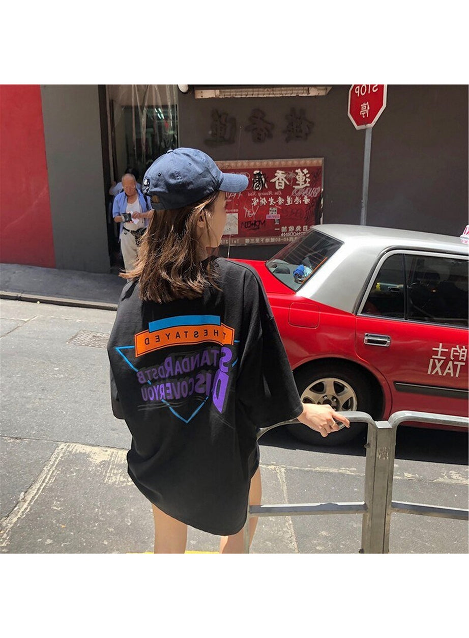 Y2k Vintage Loose T-shirt with a print on the back