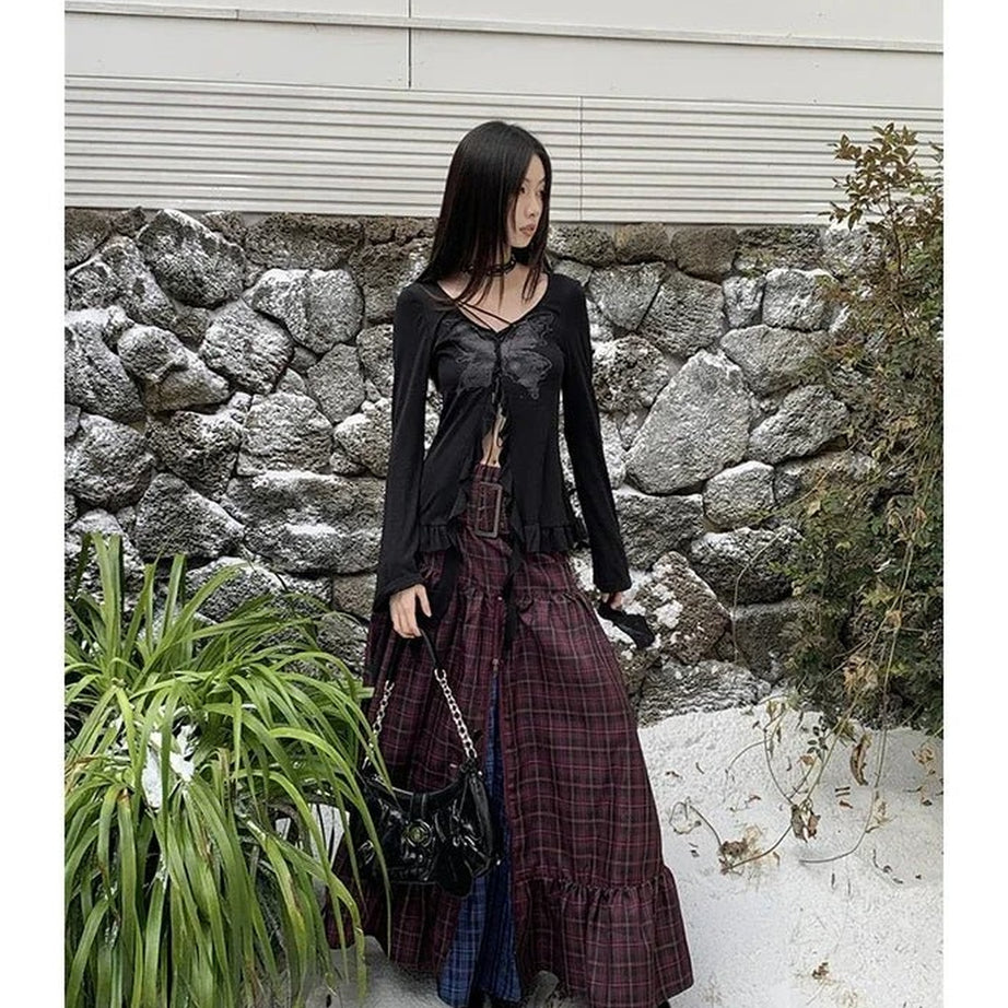 Y2k Vintage Plaid A-Line Skirt