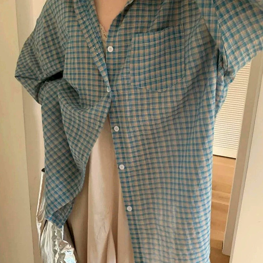 Y2k Vintage Plaid Oversized Shirt