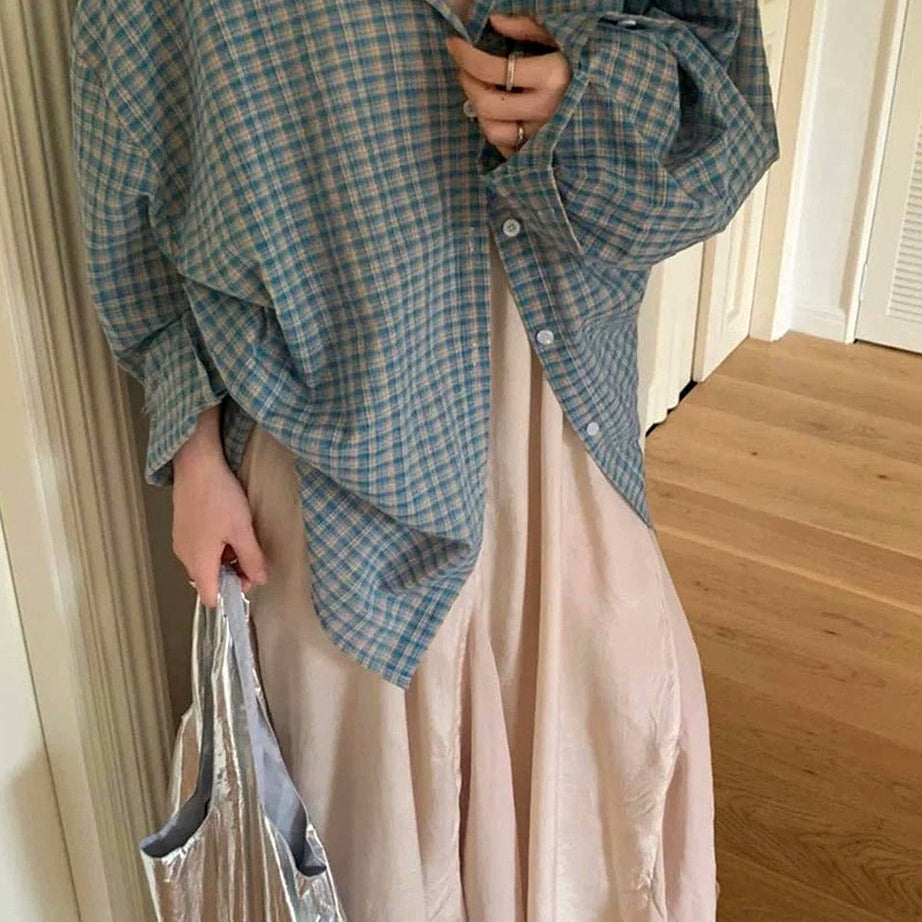 Y2k Vintage Plaid Oversized Shirt
