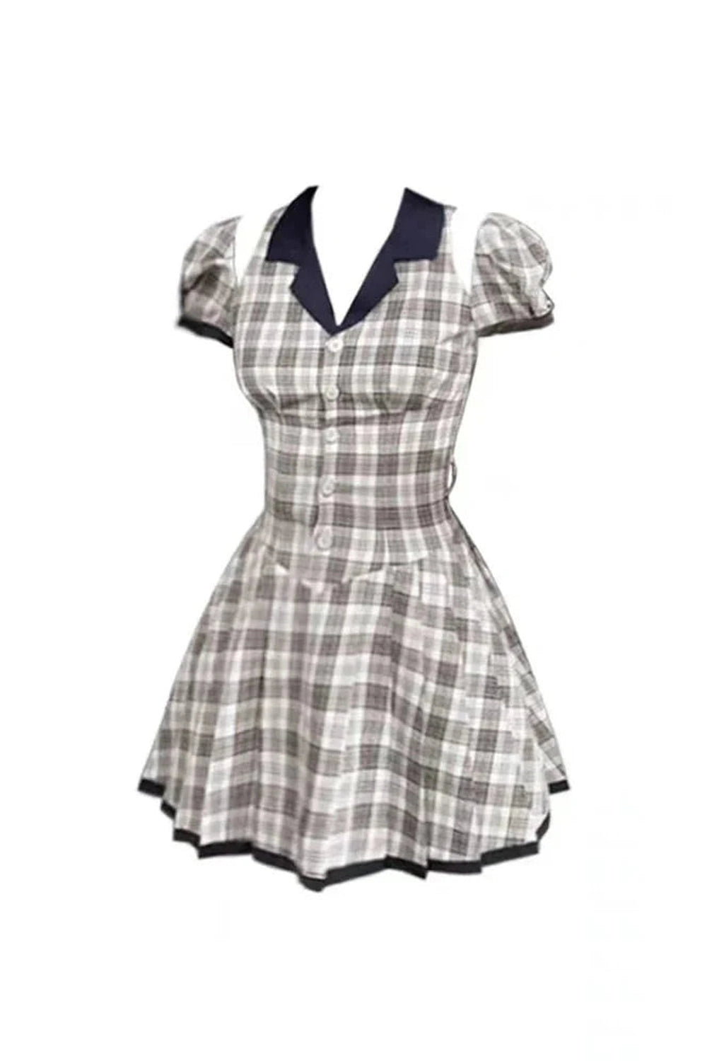 Y2k Vintage Plaid Puff Sleeve Dress