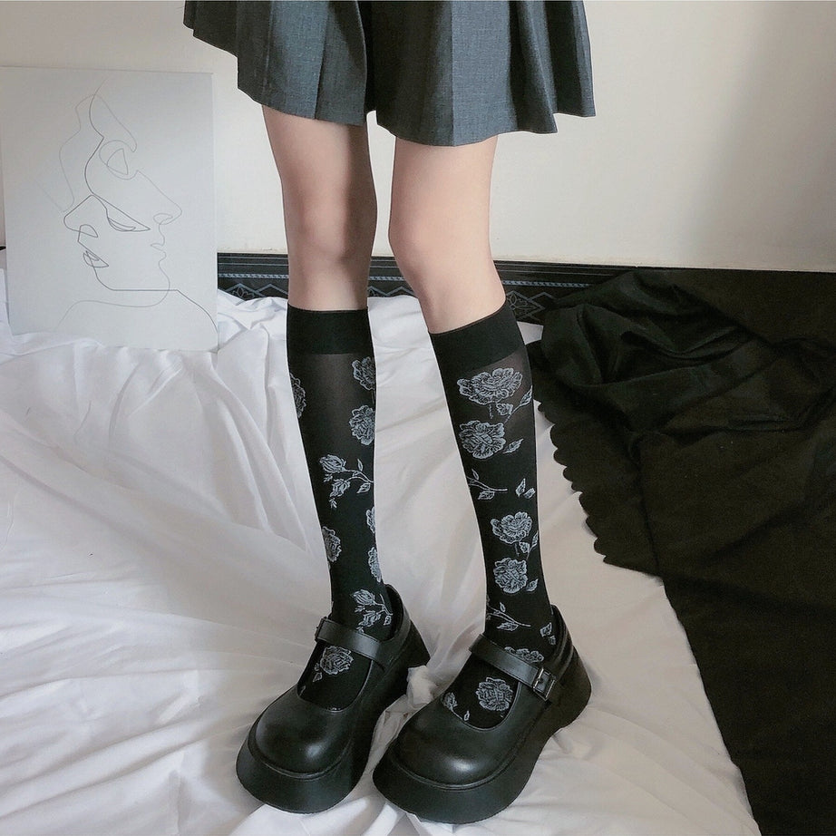 Y2k Vintage Rose Knee Socks