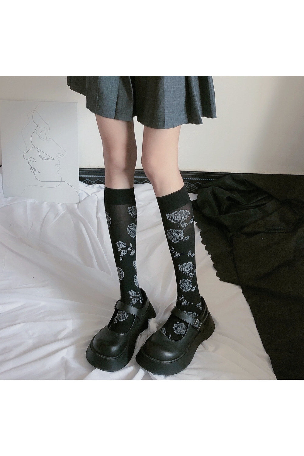 Y2k Vintage Rose Knee Socks