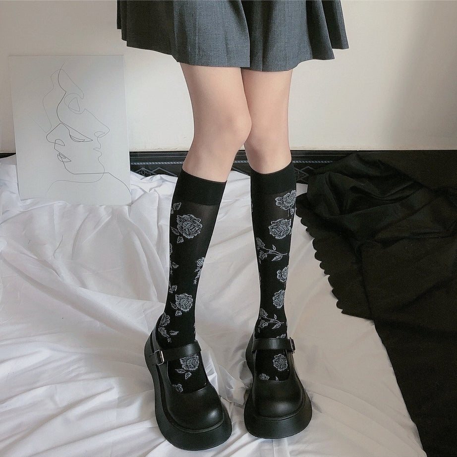 Y2k Vintage Rose Knee Socks