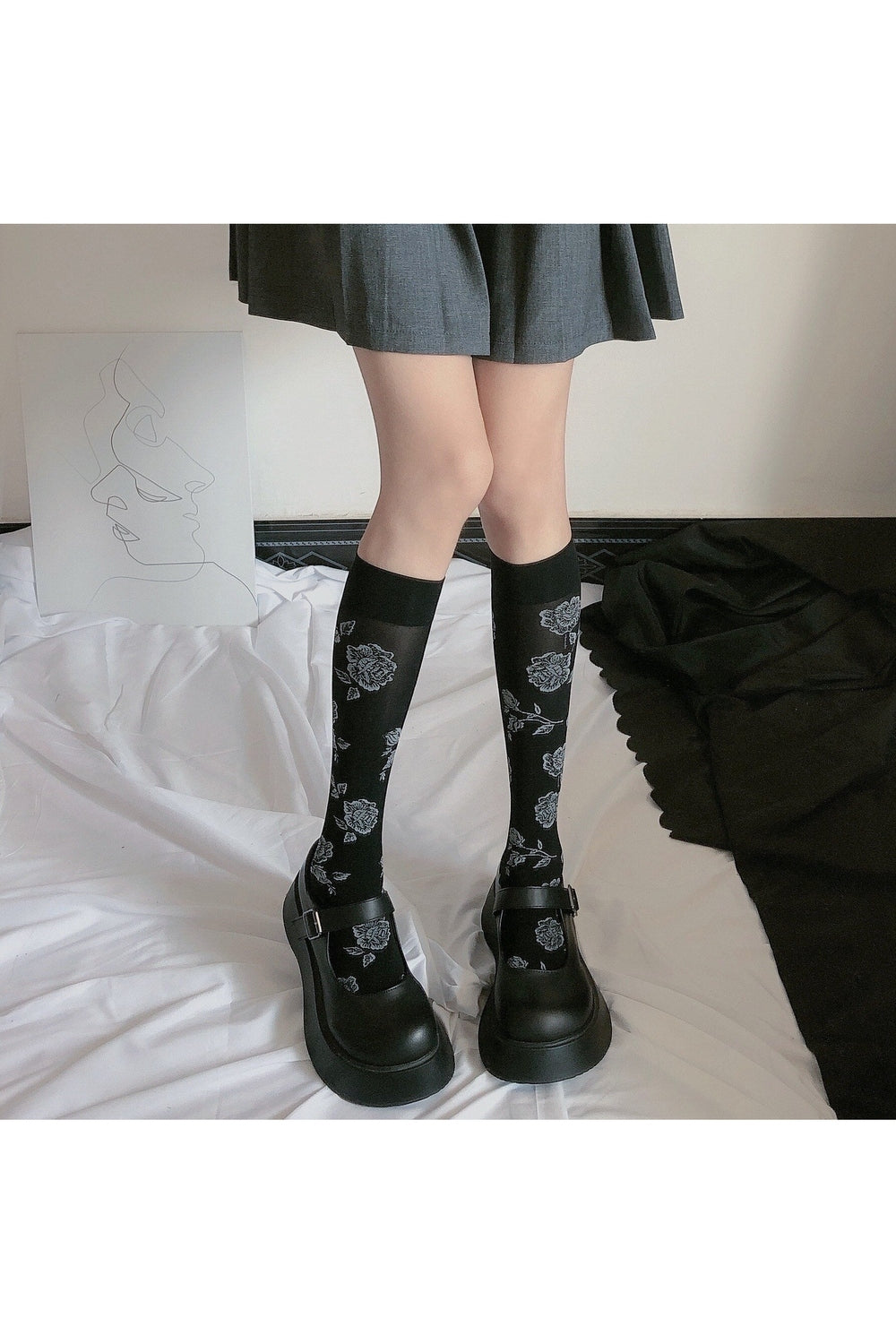 Y2k Vintage Rose Knee Socks