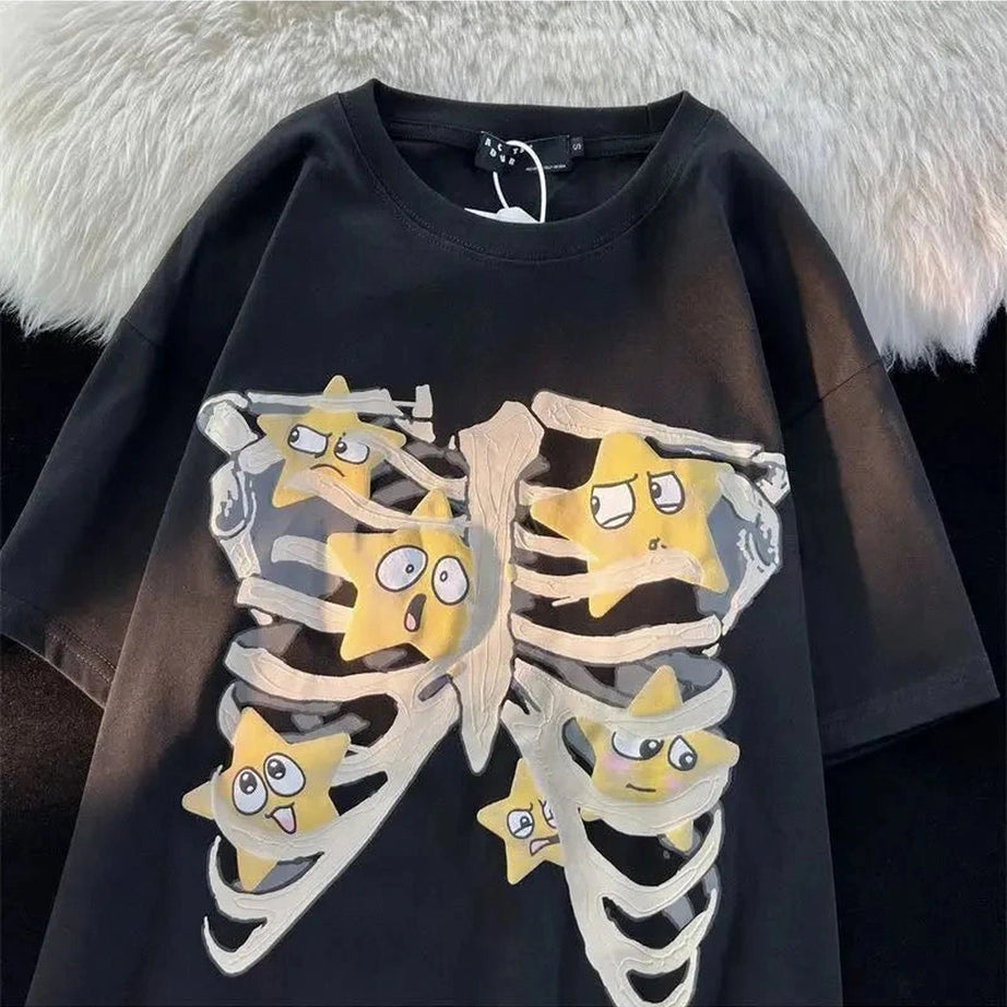 Y2k Vintage Star Skull T-shirt