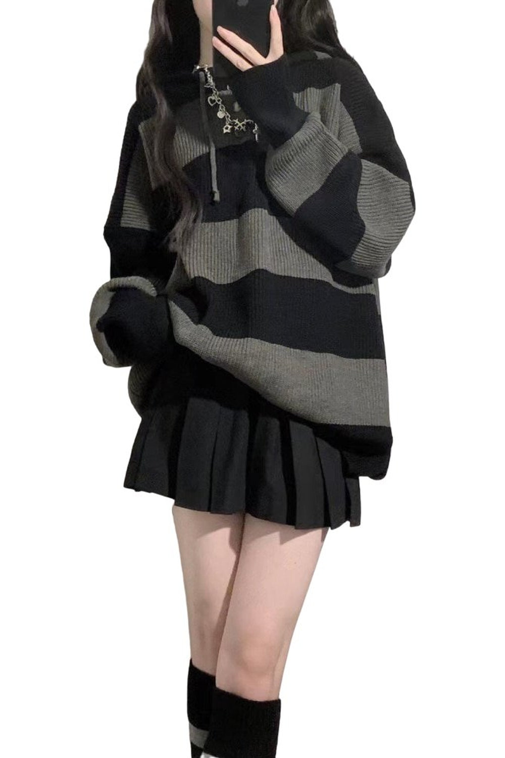 Y2k Vintage Striped Gothic Hoodie