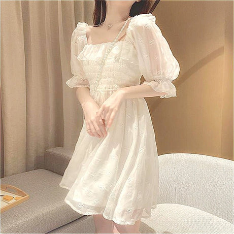 Vintage Style White Dress - Dresses