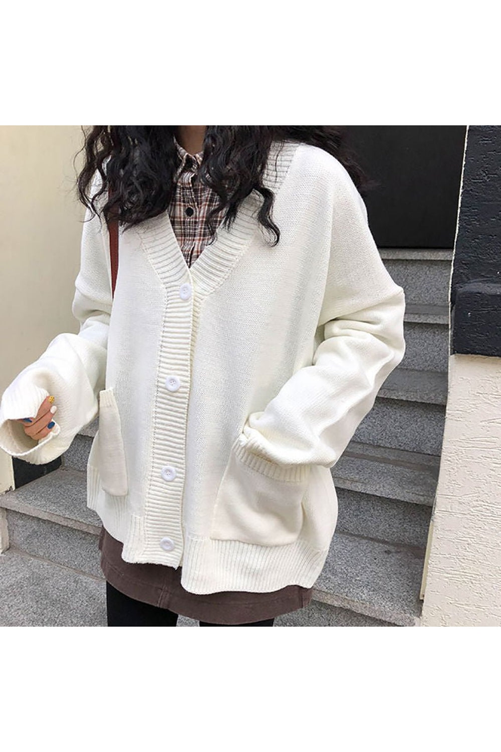 Y2k Vintage V-Neck Knit button down jacket