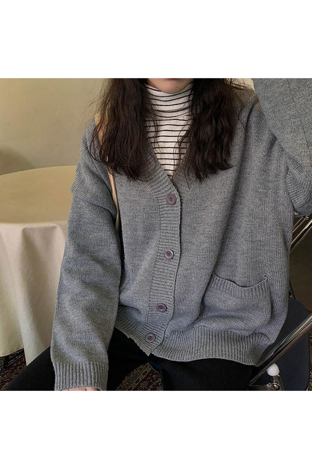 Y2k Vintage V-Neck Knit button down jacket