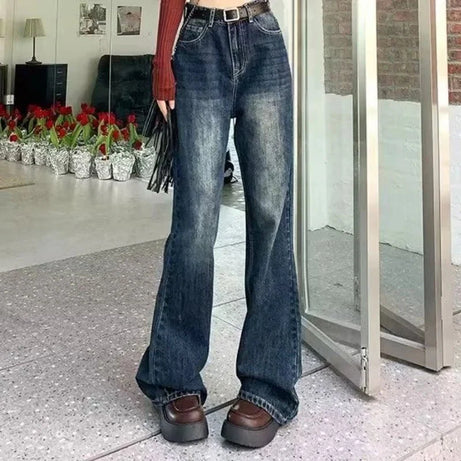 Vintage Wash Flare Jeans - Jeans