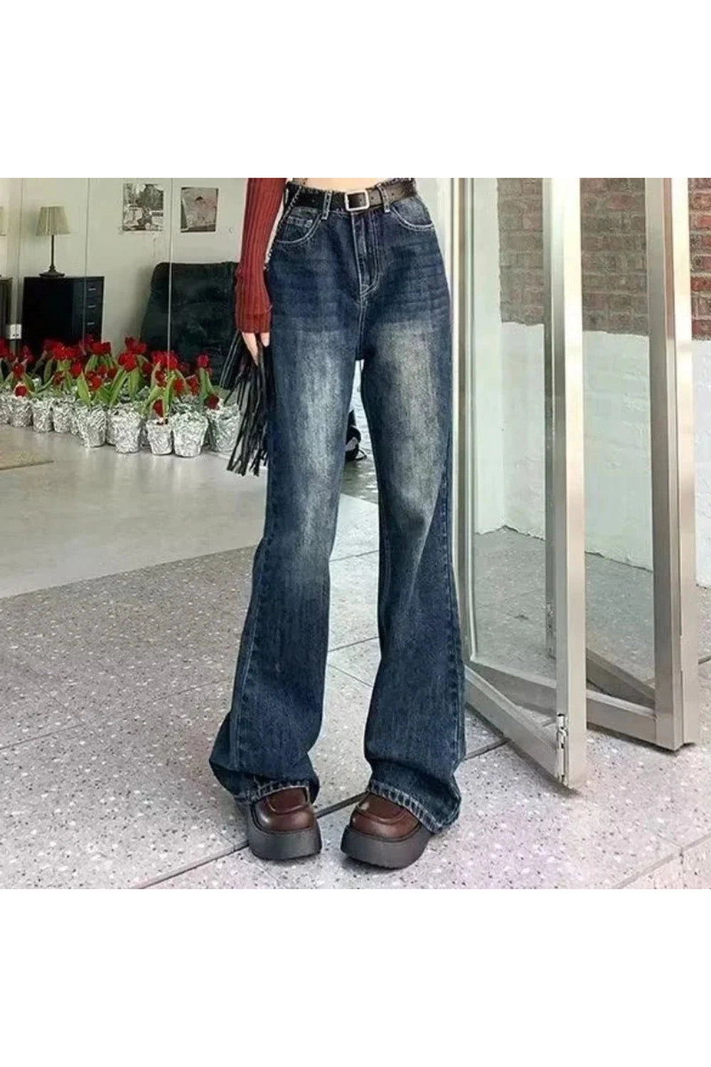 Y2k Vintage Wash Flare Jeans