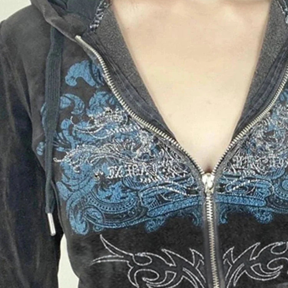 Y2k Vintage Slim Graphic Hoodie