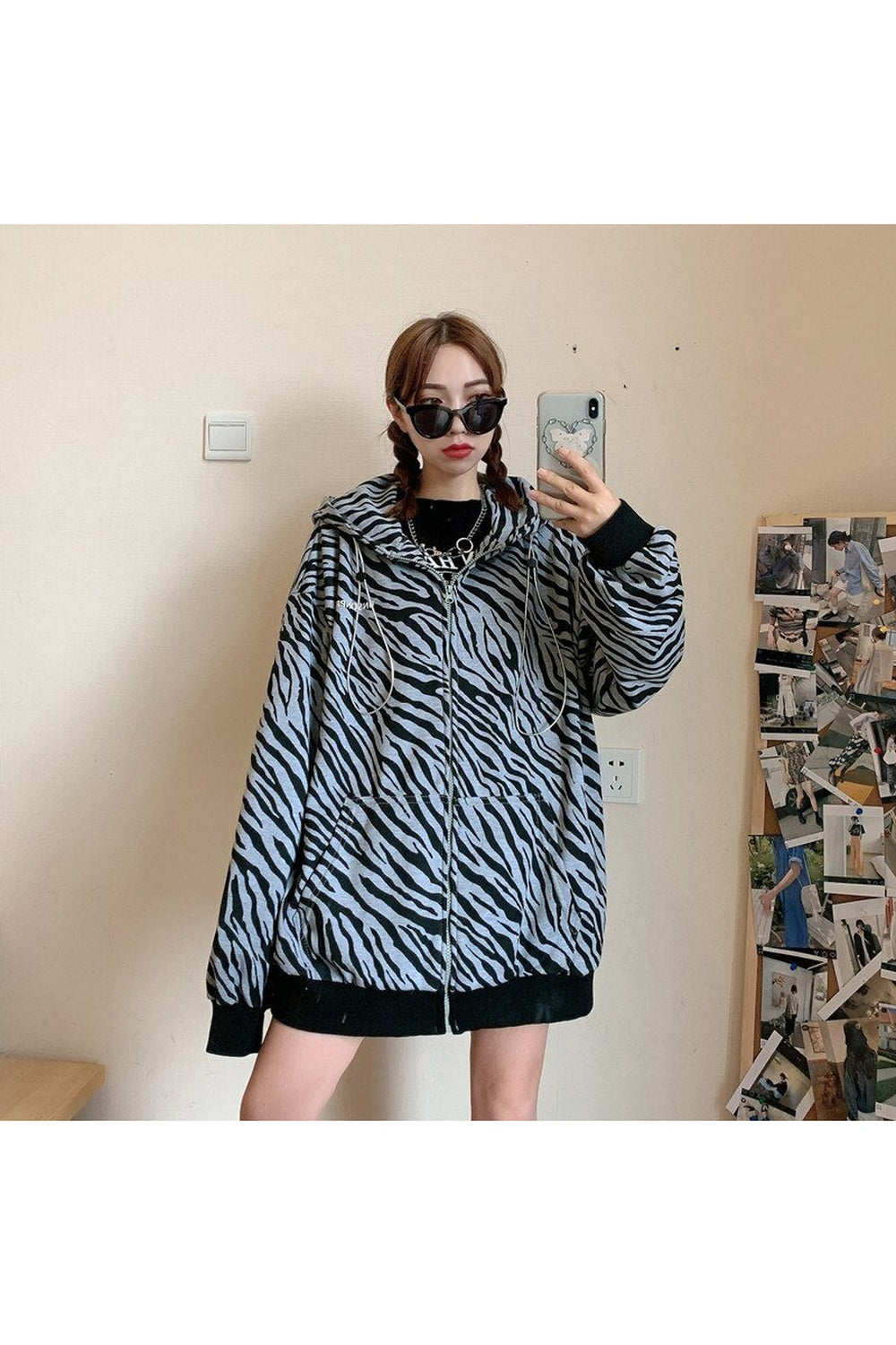 Y2k Vintage Zebra-printed Loose Hoodie
