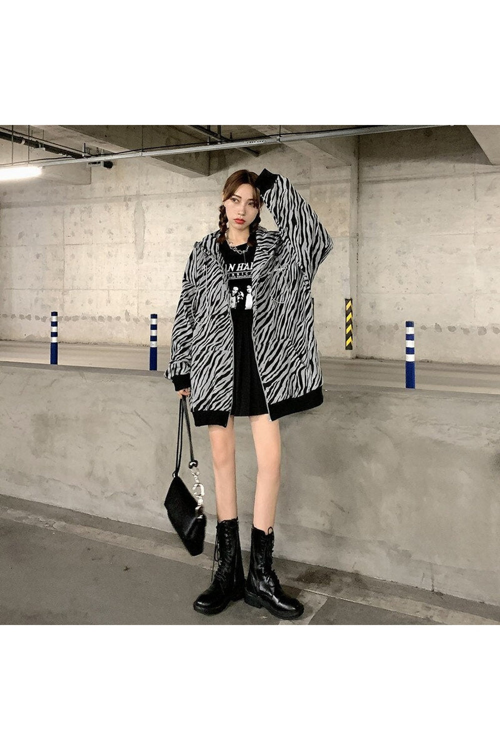 Y2k Vintage Zebra-printed Loose Hoodie