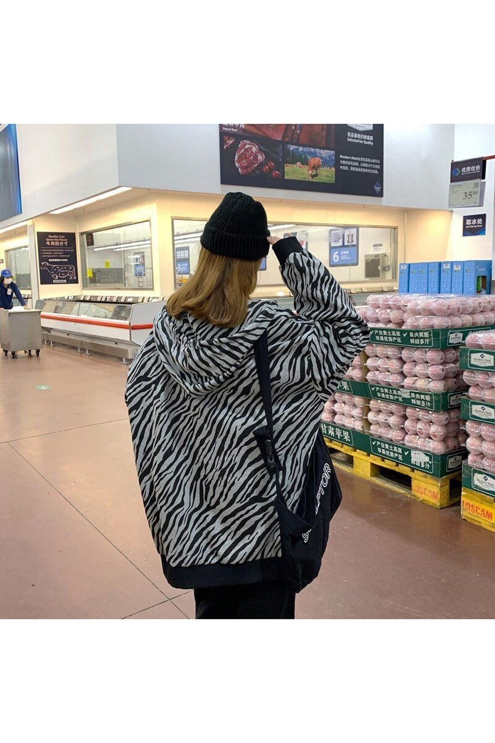 Y2k Vintage Zebra-printed Loose Hoodie