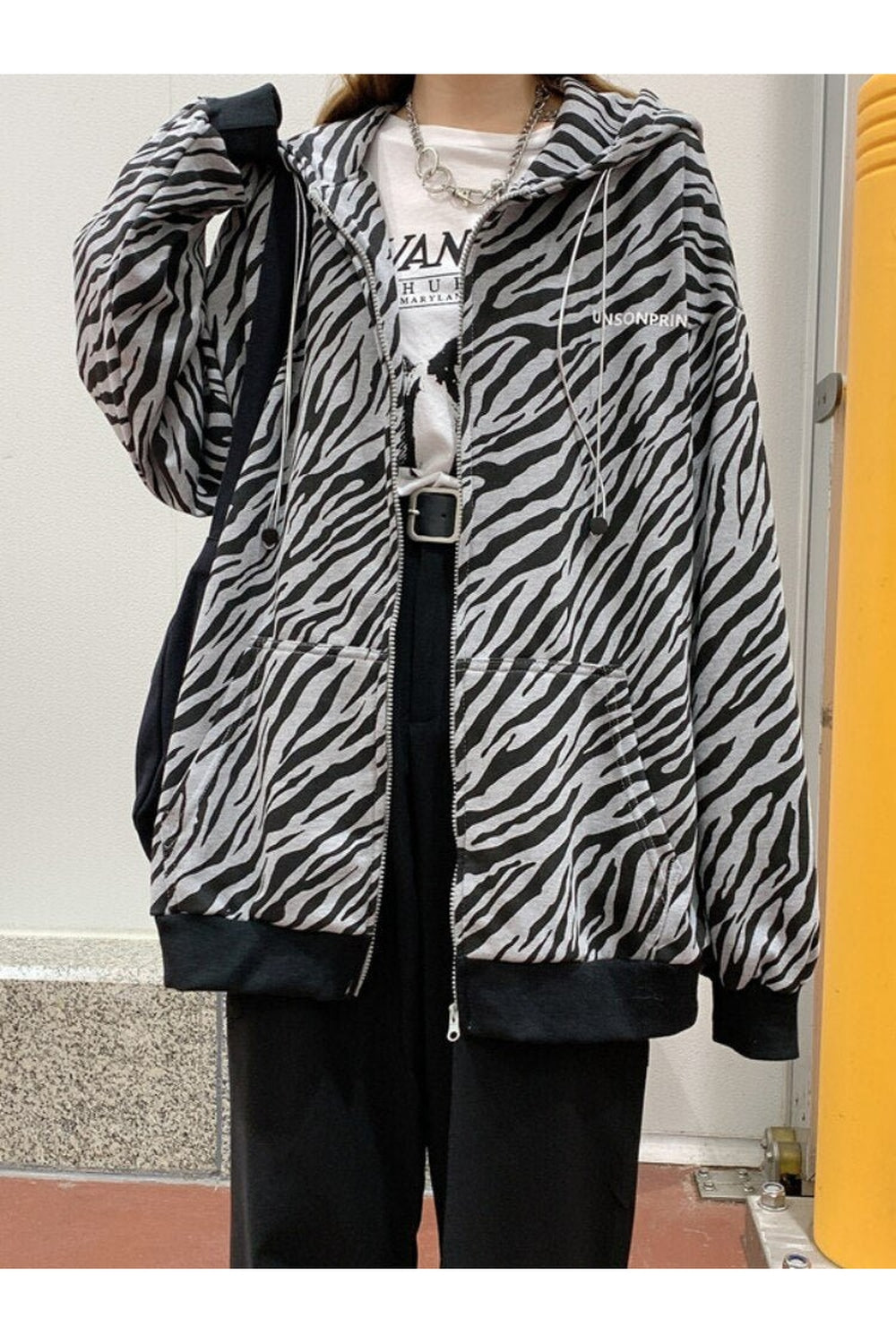 Y2k Vintage Zebra-printed Loose Hoodie