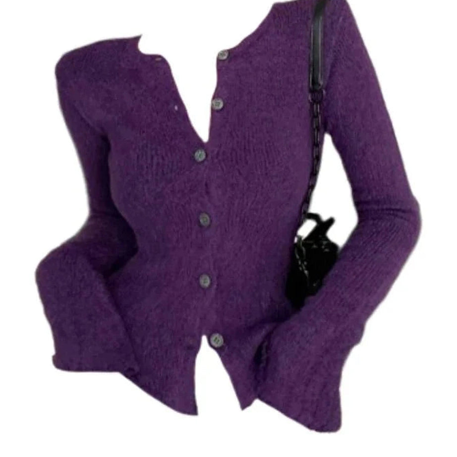 Y2k Violet V-Neck Cardigan