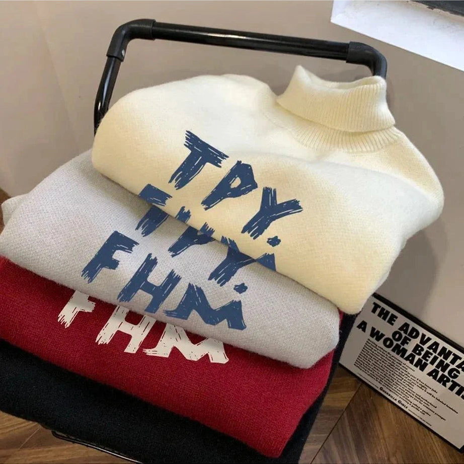 Y2k Warm Turtleneck Pullover