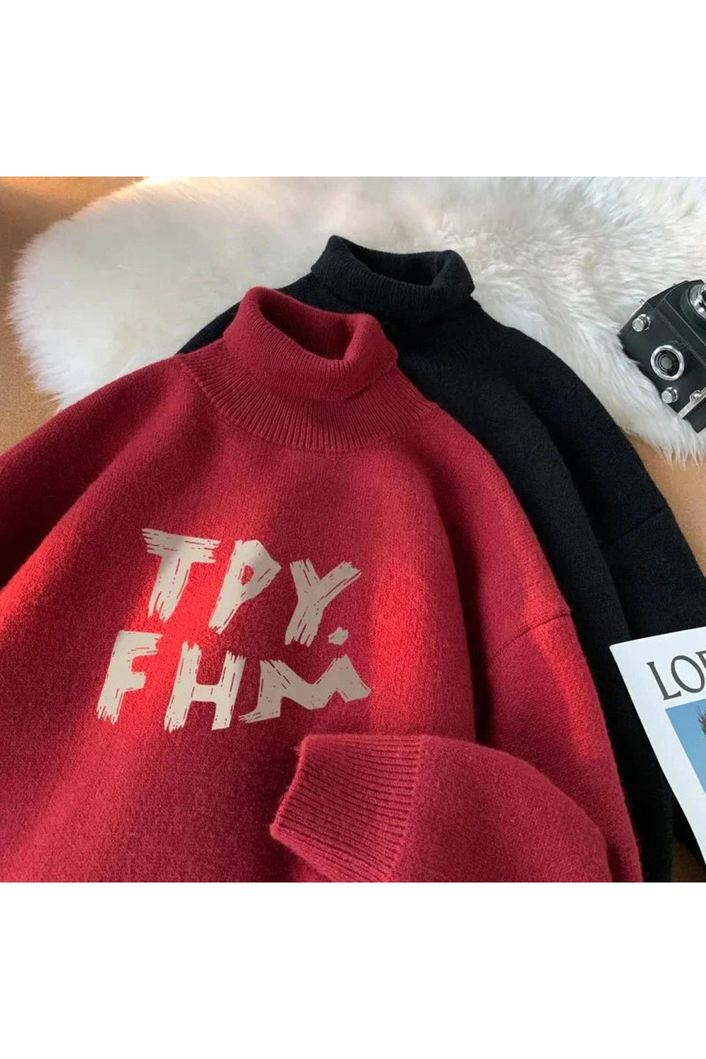 Y2k Warm Turtleneck Pullover