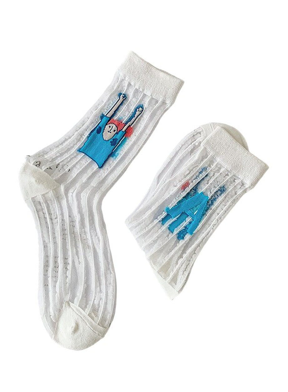 Y2k Weirdcore Asymmetric Transparent Socks