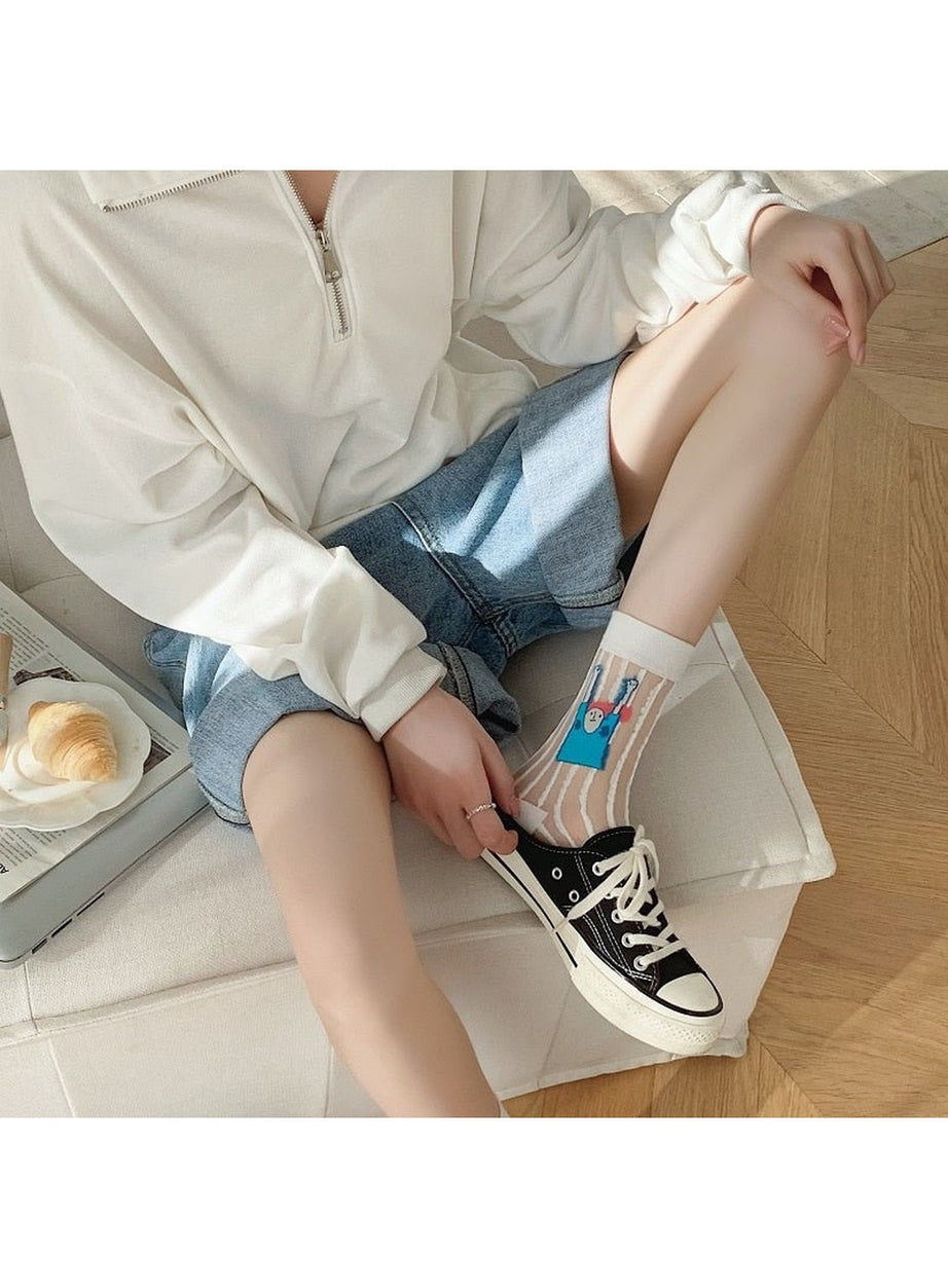 Y2k Weirdcore Asymmetric Transparent Socks