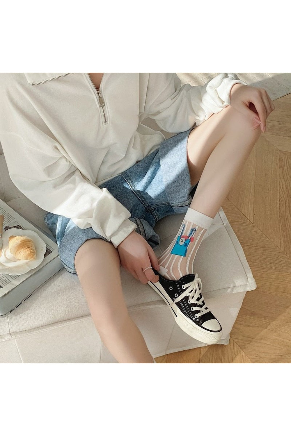 Y2k Weirdcore Asymmetric Transparent Socks