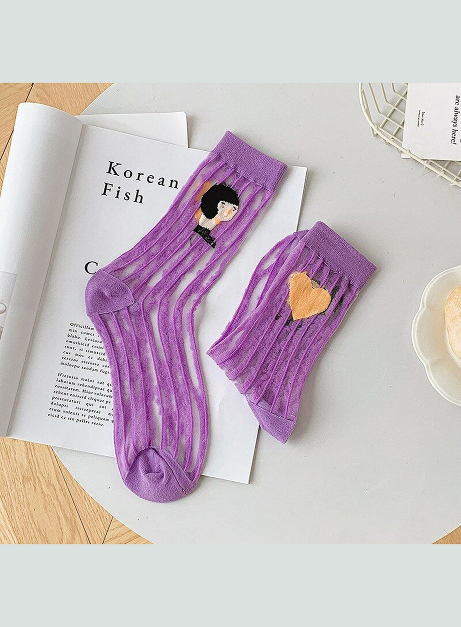 Y2k Weirdcore Asymmetric Transparent Socks