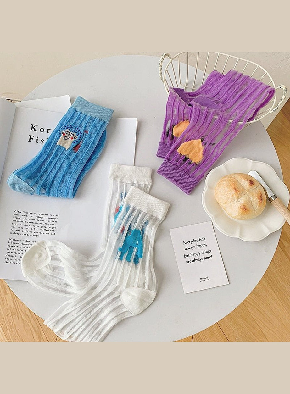 Y2k Weirdcore Asymmetric Transparent Socks