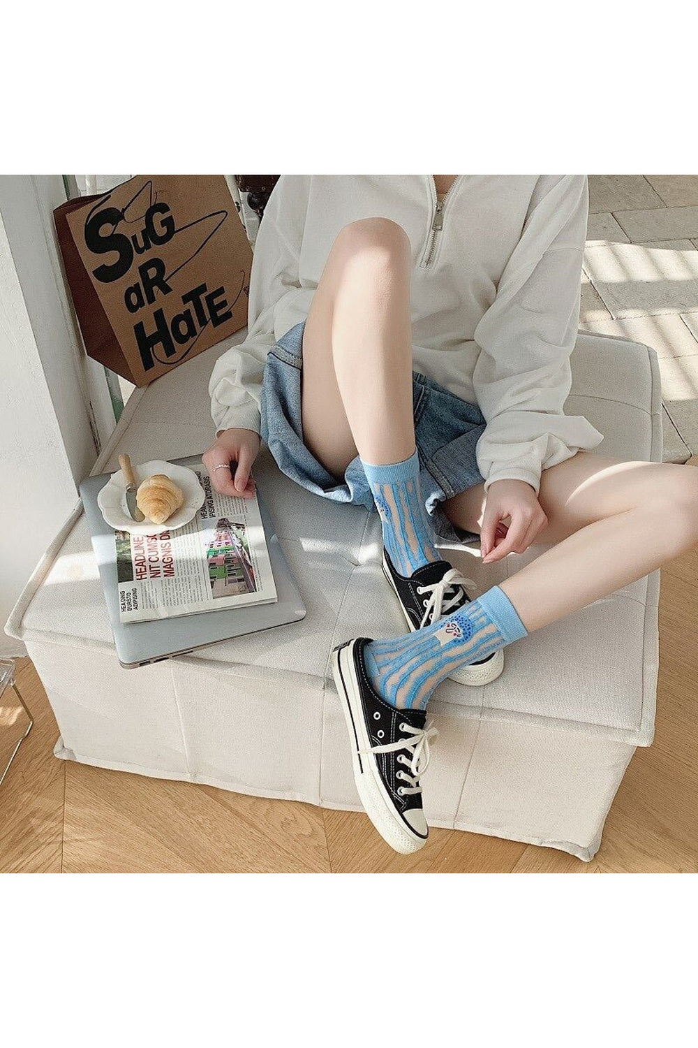 Y2k Weirdcore Asymmetric Transparent Socks