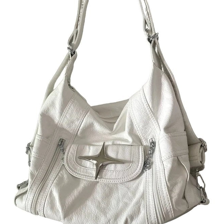 Y2k White Goth Large Shoulder Bag