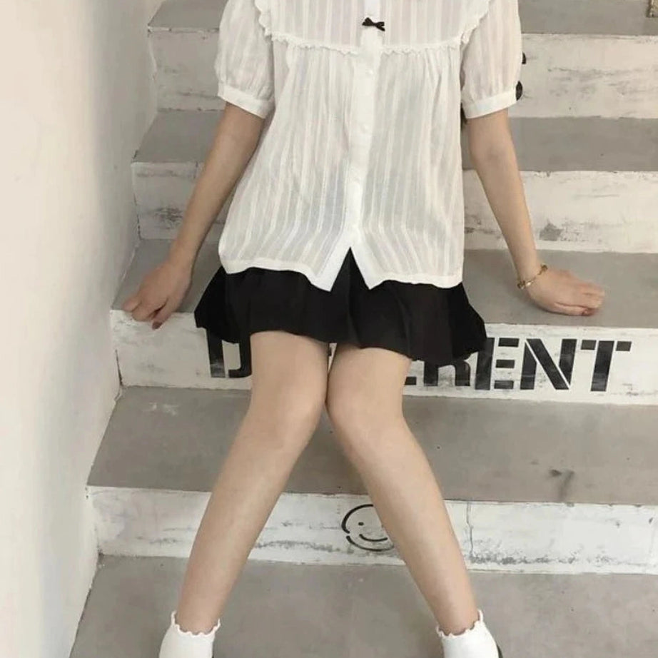 Y2k White Lace Peter Pan Blouse