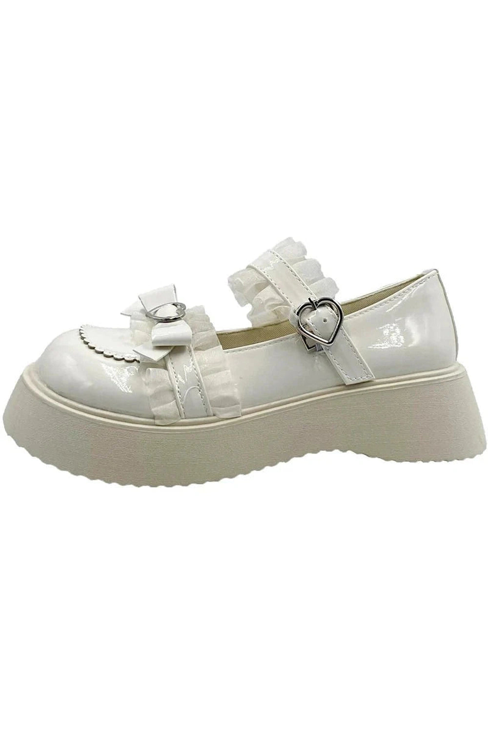 Y2k White Lolita Heart Shoes