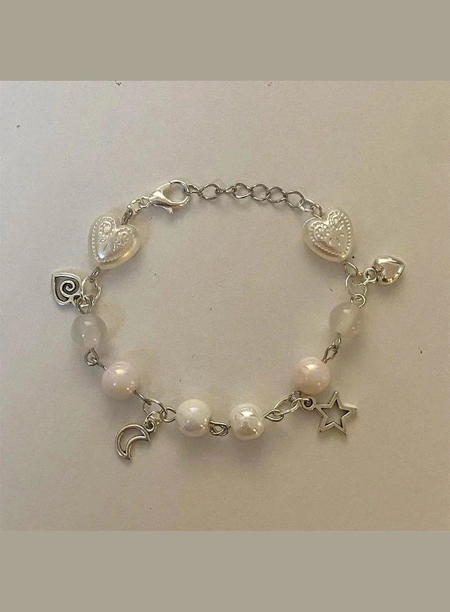 Y2k White Pearl Glass Bead Bracelet