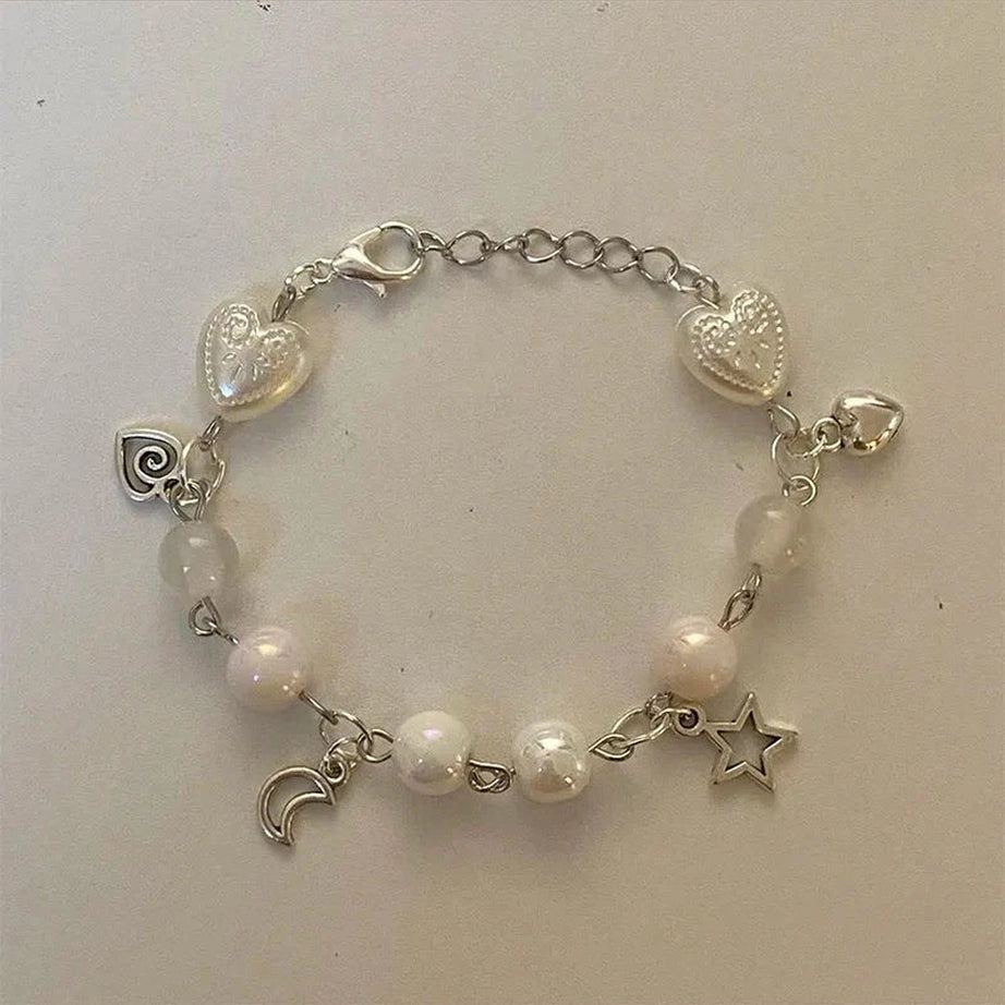Y2k White Pearl Glass Bead Bracelet