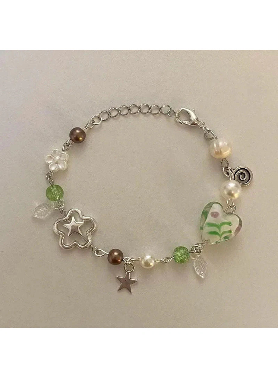 Y2k White Pearl Glass Bead Bracelet