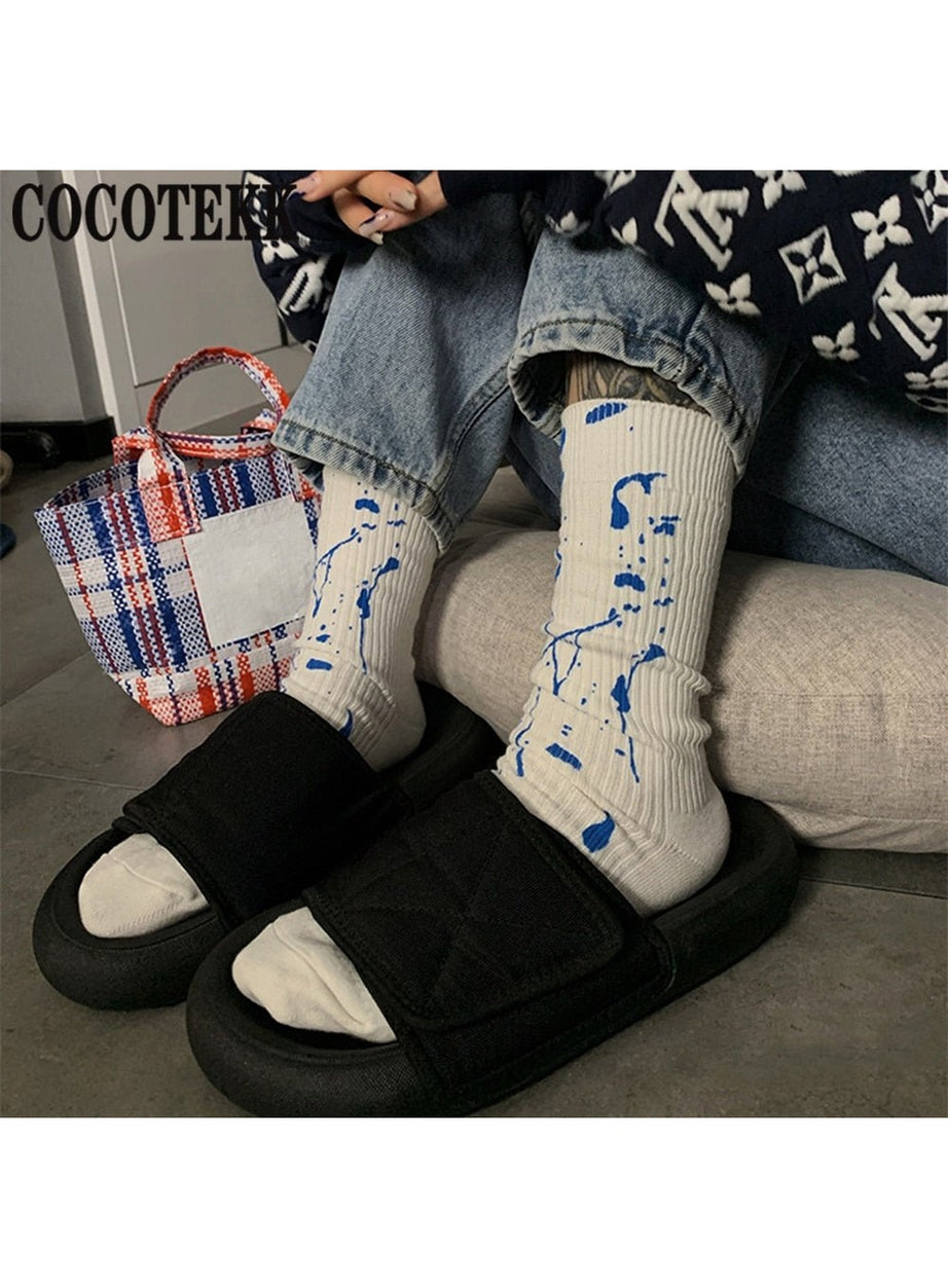 Y2k White printed socks