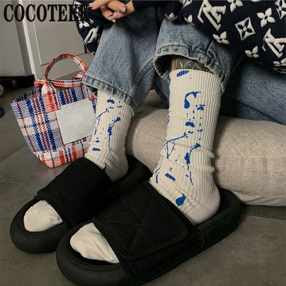 Y2k White printed socks