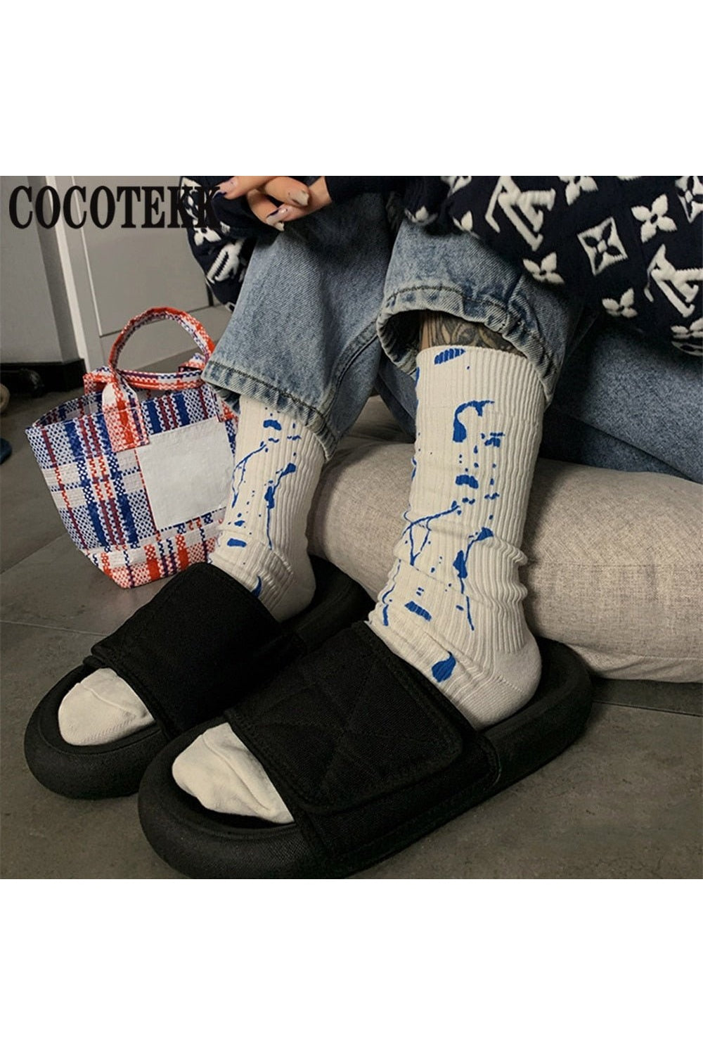 Y2k White printed socks