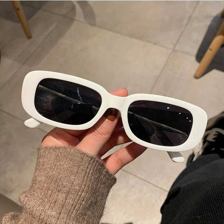 Y2k White Rectangular Sunglasses
