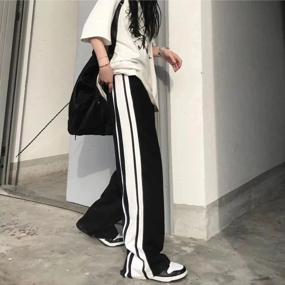 Y2k White Striped Wide Leg Pants