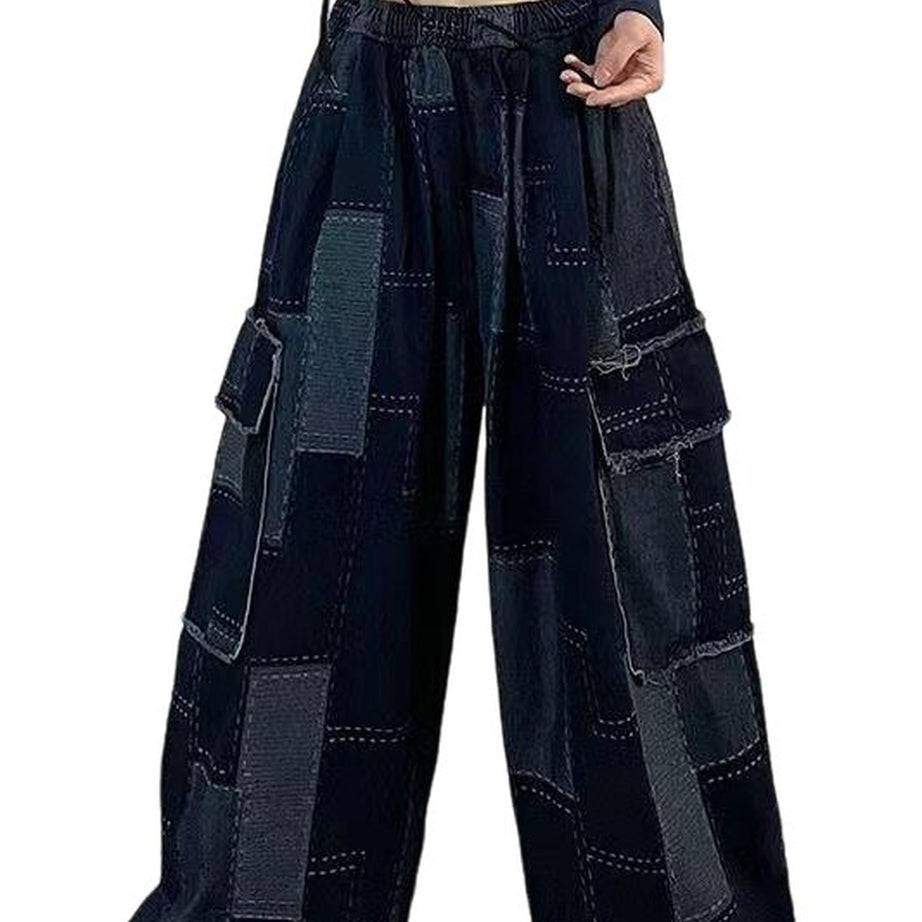 Y2k Wide Leg Patchwork Jeans