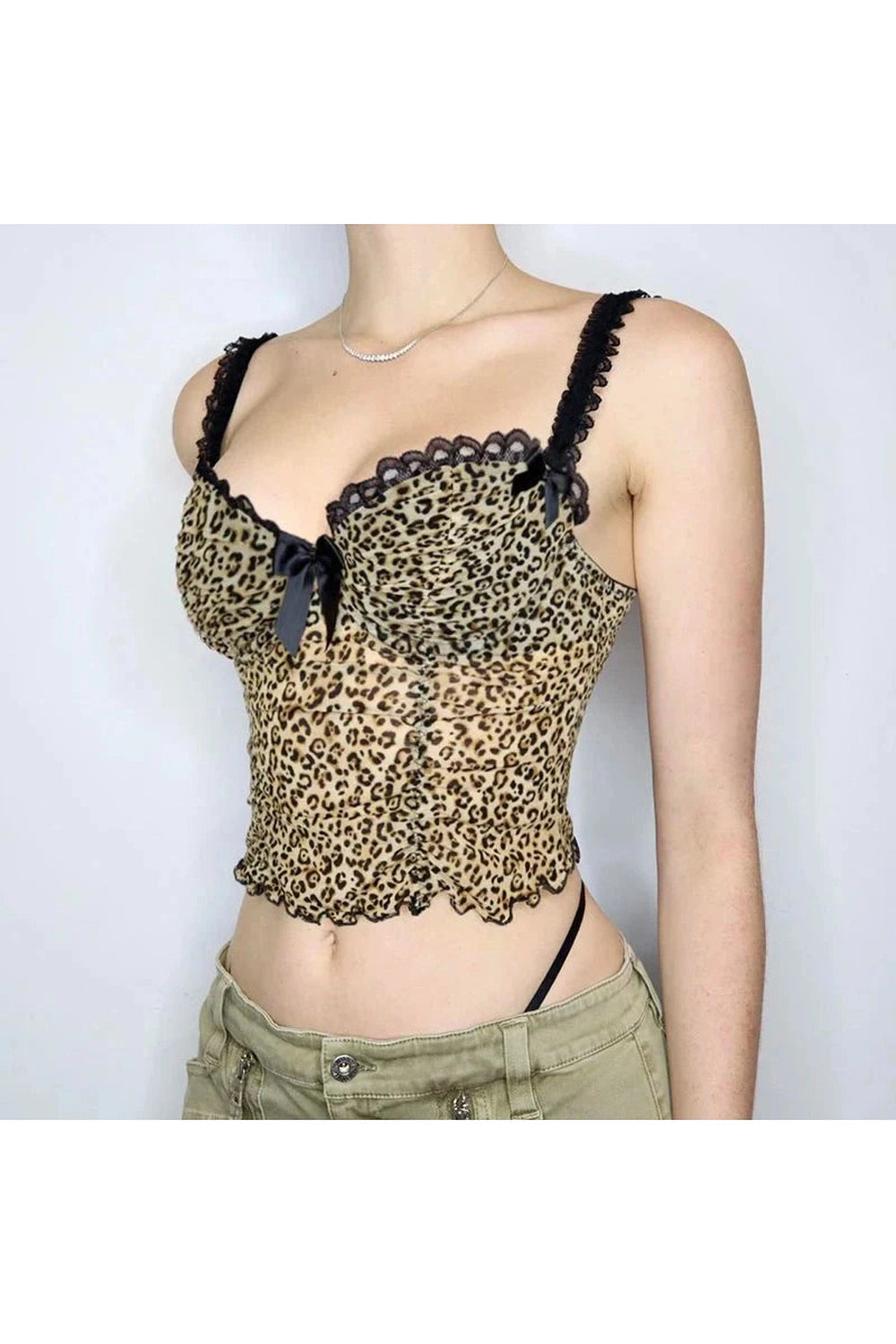 Y2k Wild Whispers Lace Trim Cami Top