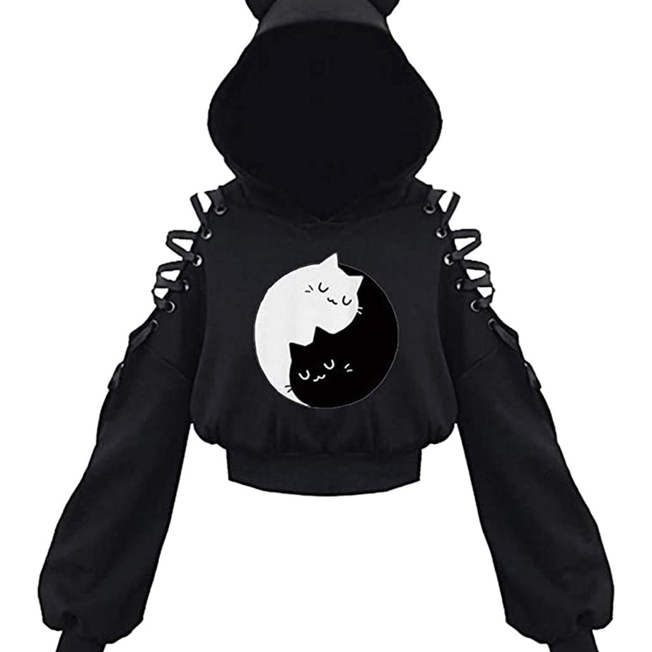 Y2k Witch Style Long Sleeve Crop Hoodie