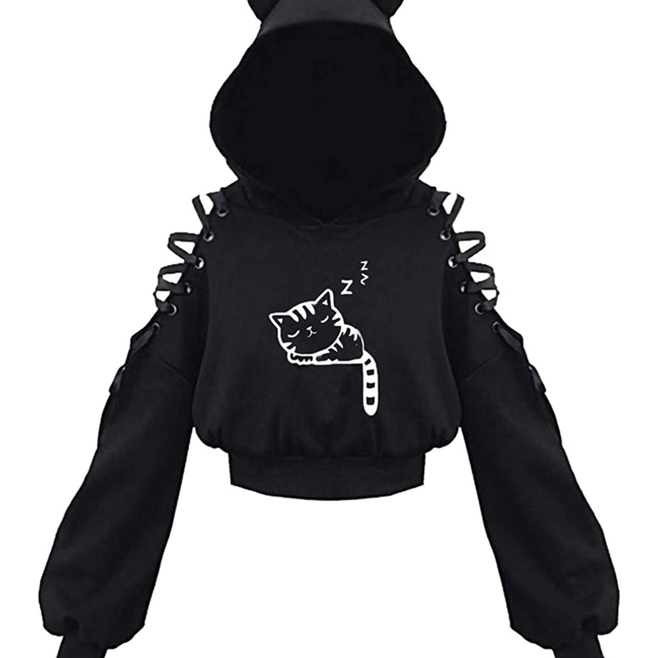 Y2k Witch Style Long Sleeve Crop Hoodie