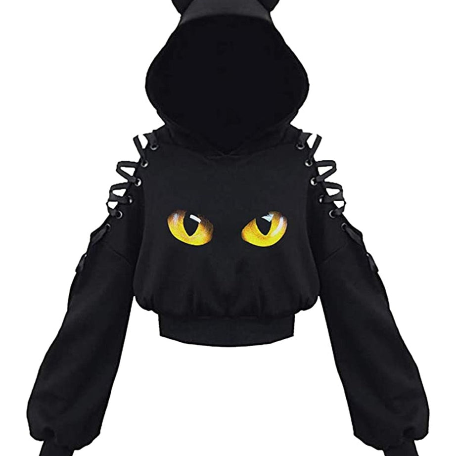 Y2k Witch Style Long Sleeve Crop Hoodie