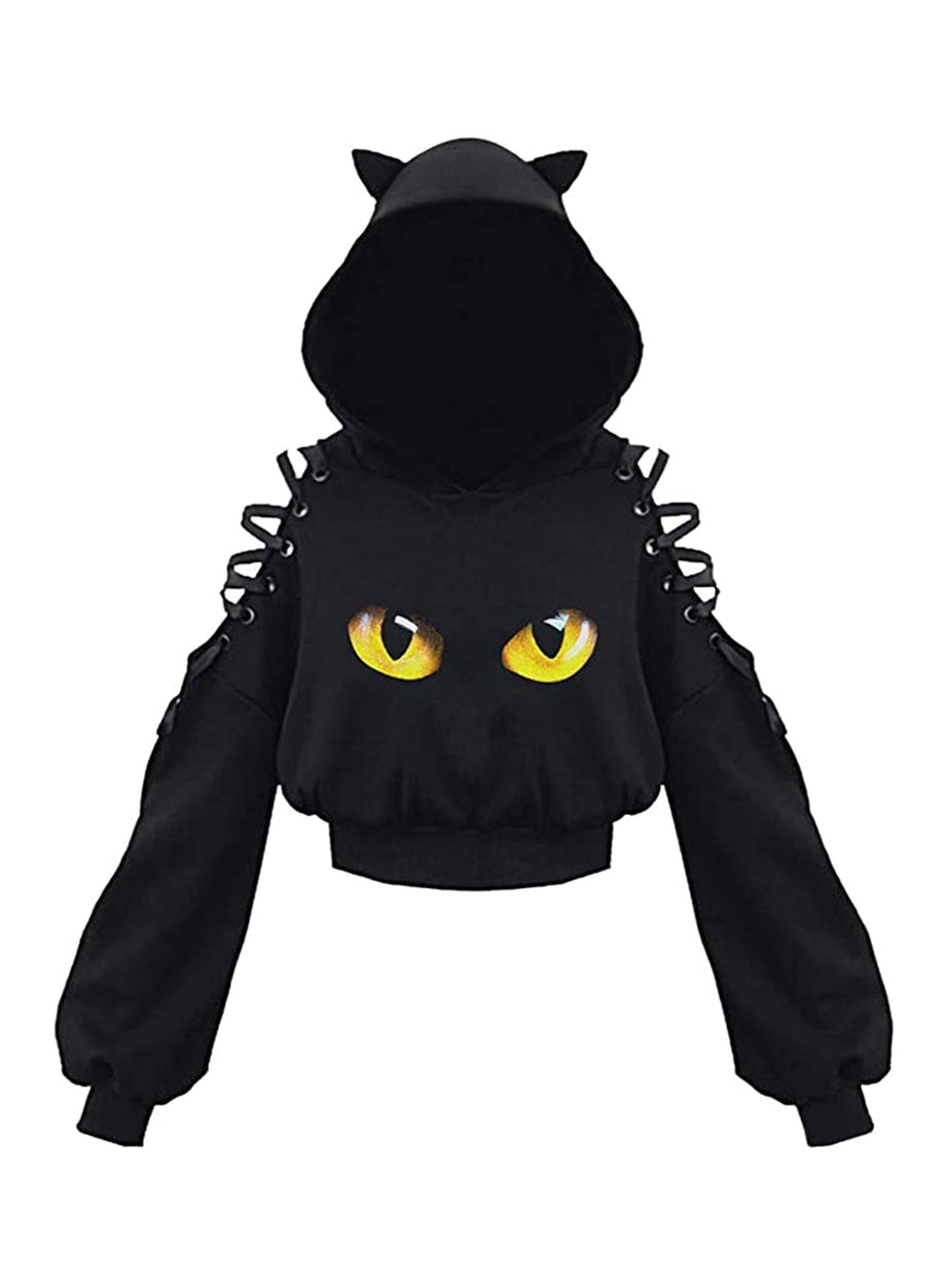 Y2k Witch Style Long Sleeve Crop Hoodie