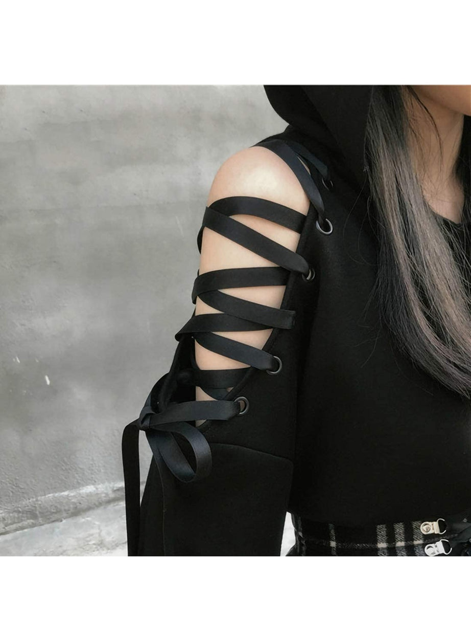 Y2k Witch Style Long Sleeve Crop Hoodie