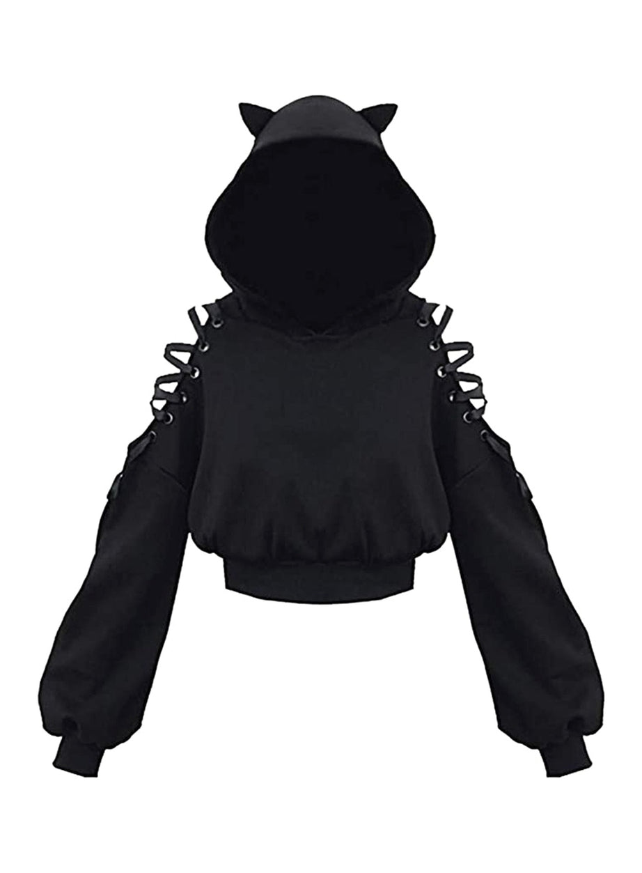 Y2k Witch Style Long Sleeve Crop Hoodie
