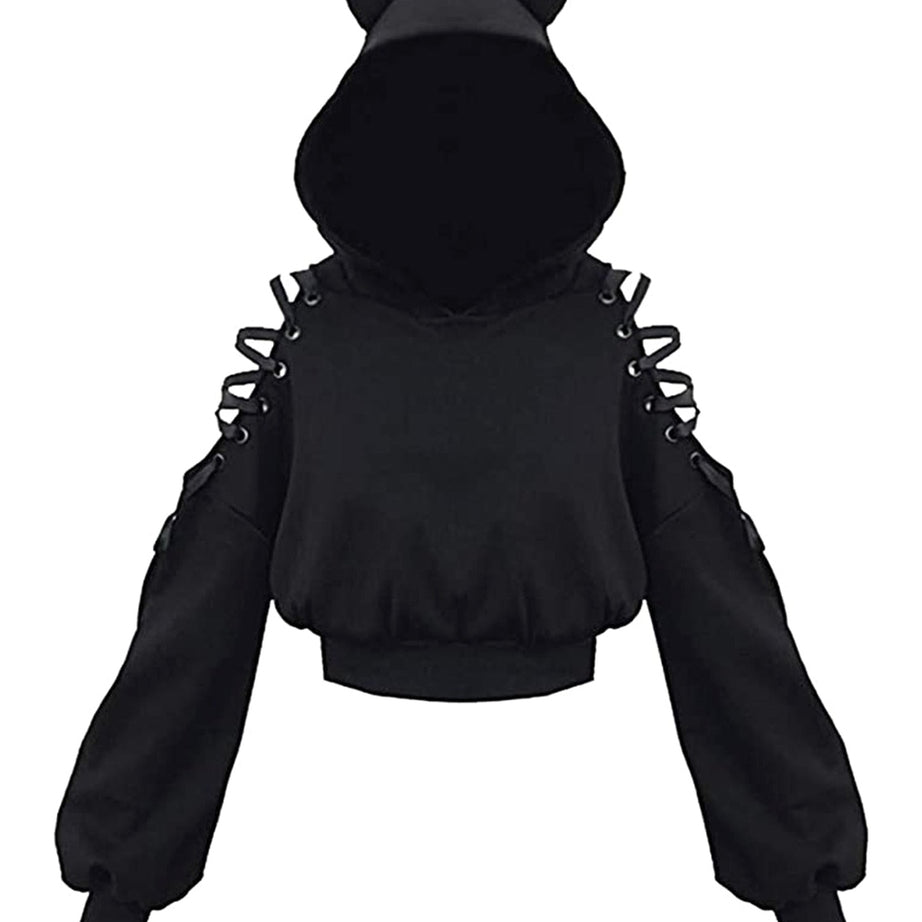 Y2k Witch Style Long Sleeve Crop Hoodie